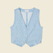 Veston sans manches en jean denim used femme