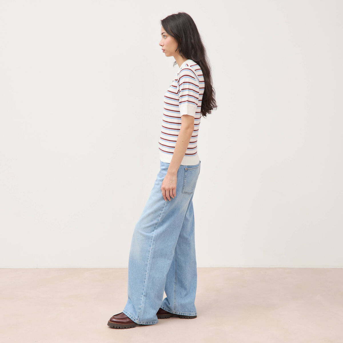 Polo manches courtes ecru femme