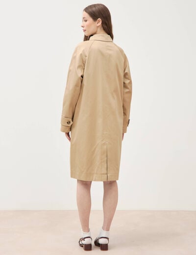 Trench long oversize r&eacute;versible beige femme