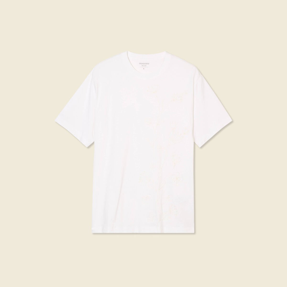 T-shirt manches courtes brodé ecru homme