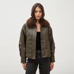 Blouson oversize manches longues vert olive femme