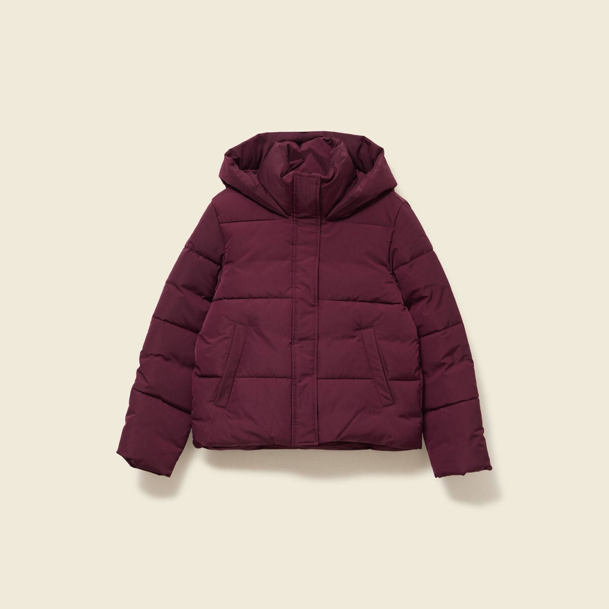 Doudoune &agrave; capuche prune femme