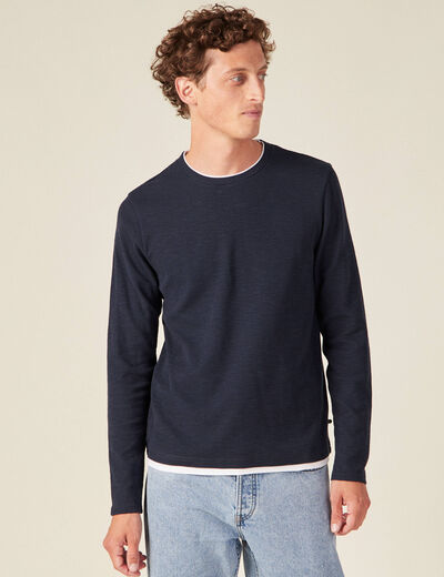 T-shirt manches longues bleu marine homme