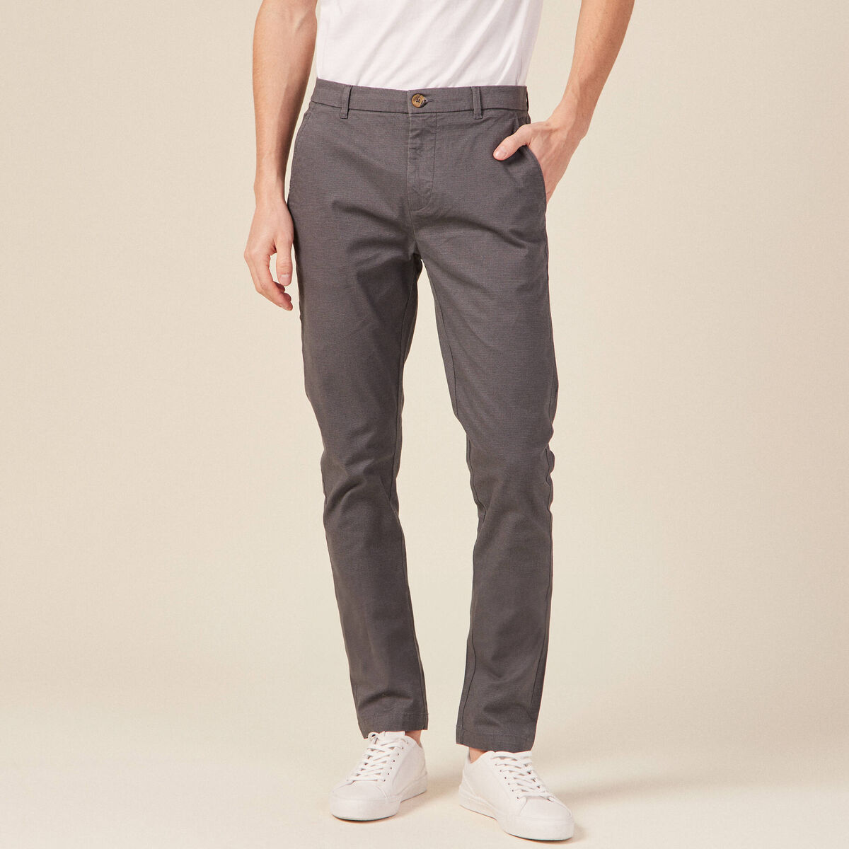 Pantalon chino longueur 32 gris homme