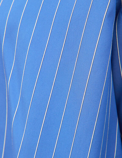 Chemise droite manches longues ray&eacute;e bleu femme