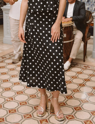 Jupe longue &eacute;vas&eacute;e noir femme