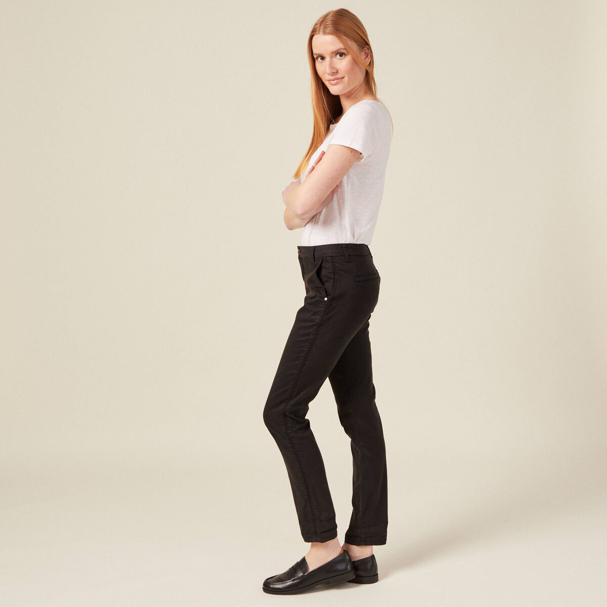 Pantalon chino Instinct noir femme