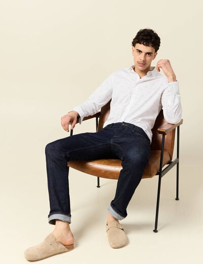 Chemise en coton manches longues blanc homme