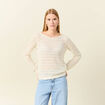 Gilet manches longues creme femme