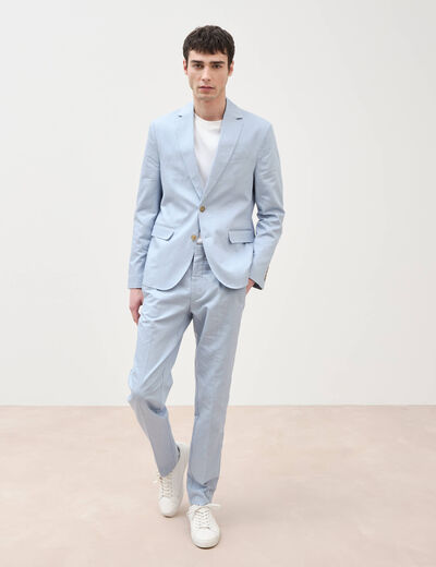 Blazer manches longues col classique bleu gris homme