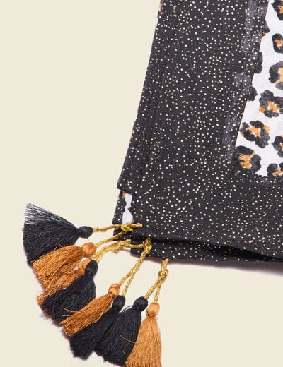 Foulard &agrave; pampilles noir femme