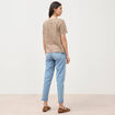 T-shirt droit col rond manches courtes sable femme