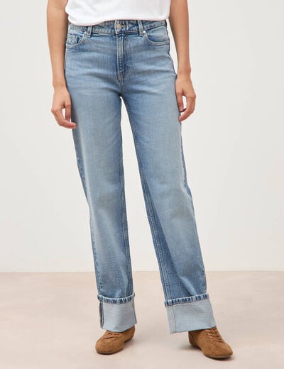 Jeans straight taille standard bleu femme
