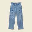 Pantalon cargo en coton denim bleach homme