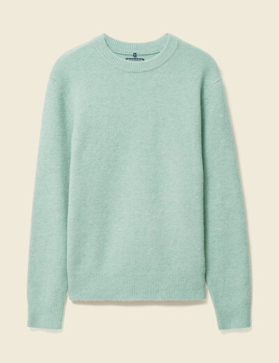 Pull manches longues col rond vert pastel homme
