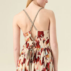 Robe longue évasée fluide sable femme