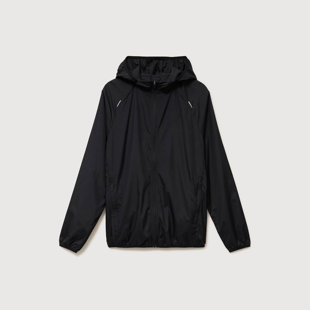 Blouson droit &agrave; capuche manches longues noir homme