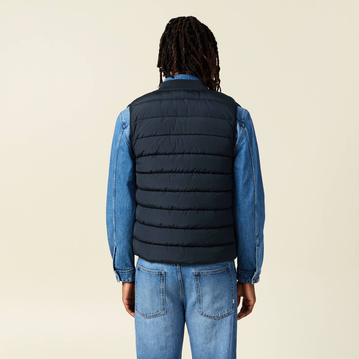 Doudoune courte sans manches bleu marine homme