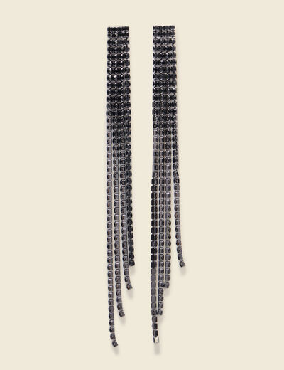 Boucles d'oreilles avec strass noir femme