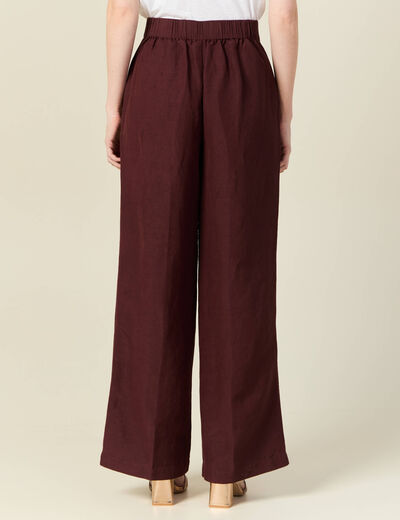 Pantalon large fluide bordeaux femme