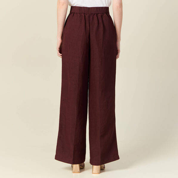 Pantalon large fluide bordeaux femme
