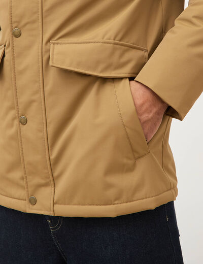 Parka longue droite &agrave; capuche vert kaki homme
