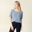 Pull manches courtes bleu gris femme