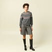 Bermuda large taille haute gris femme