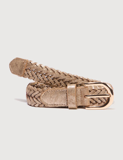 Ceinture fine tress&eacute;e couleur or femme
