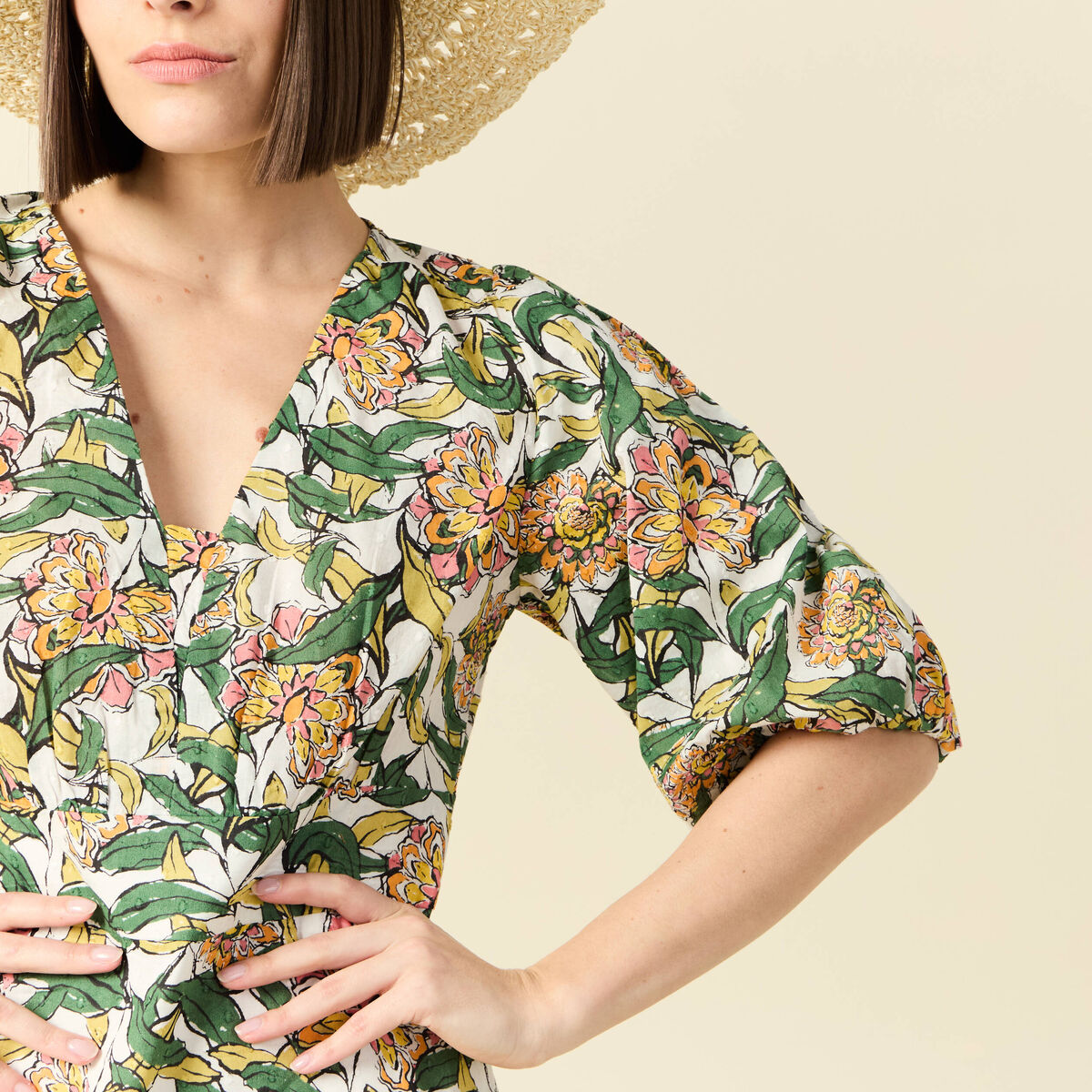 Robe longue évasée blanc femme