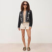 Veste en coton avec broderie noir femme