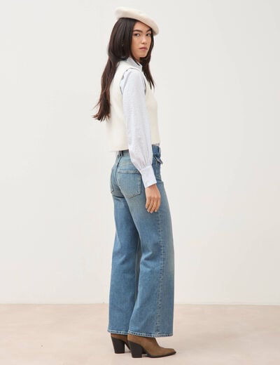 Jeans bootcut taille haute denim used femme