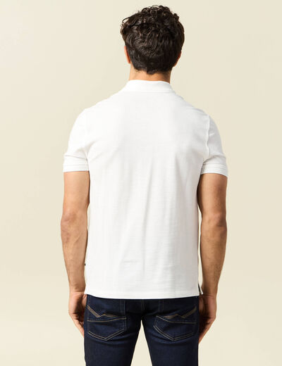 Polo cintré manches courtes en coton ecru homme