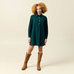 Robe droite velours col polo vert fonc&eacute; femme