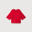 Pull droit manches 3/4 col rond rouge femme