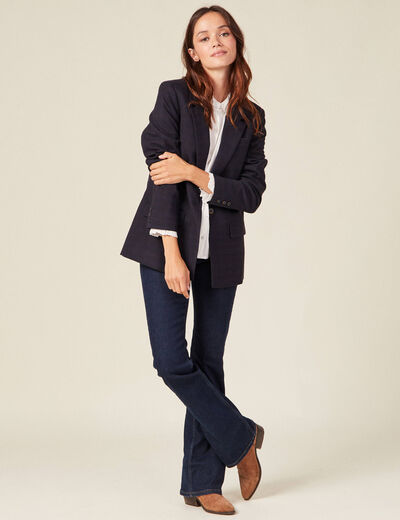Veste blazer éco-responsable bleu marine femme