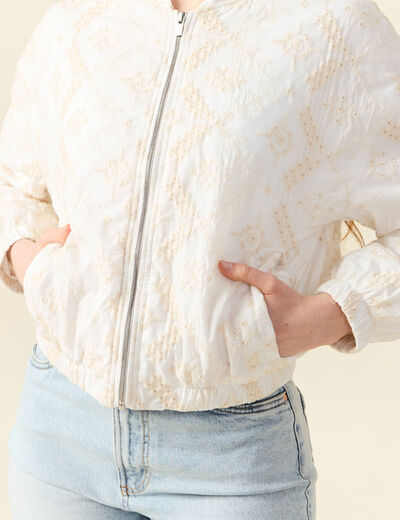 Veste broderie anglaise ecru femme