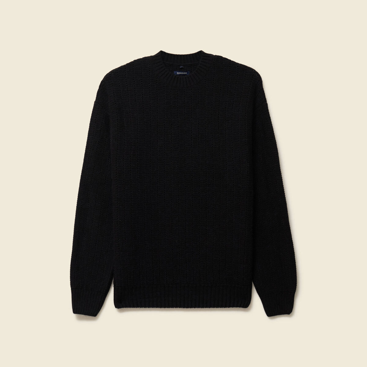 Pull manches longues col rond noir homme