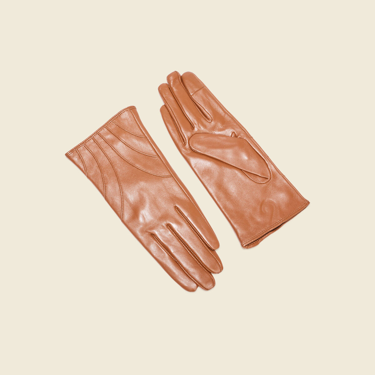 Gants en cuir marron foncé femme