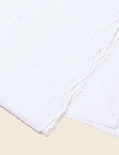 Foulard broderie anglaise ecru femme