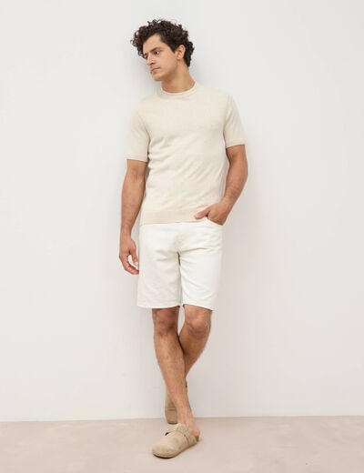 T-shirt col rond manches courtes ecru homme