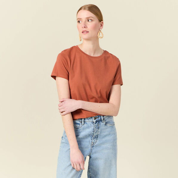T-shirt manches courtes orange femme
