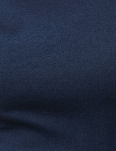 T-shirt ajust&eacute; col rond manches courtes bleu marine femme