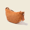 Sac demi-lune velours côtelé marron femme