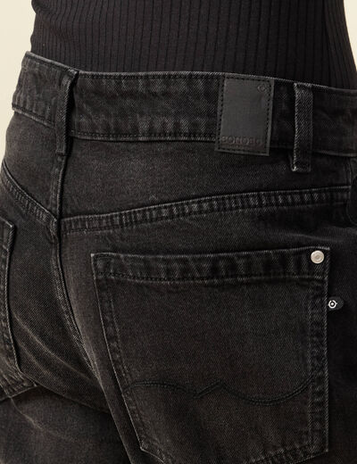 Jeans large taille haute denim noir femme