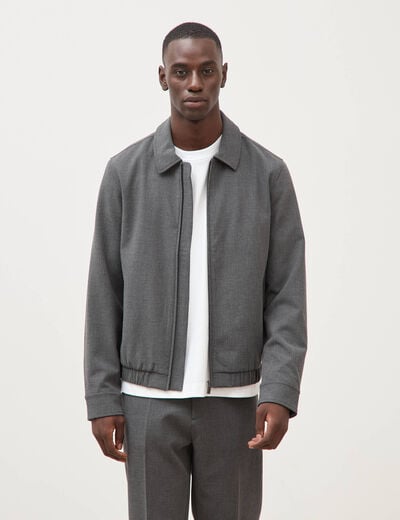 Blouson manches longues doubl&eacute; gris fonc&eacute; homme