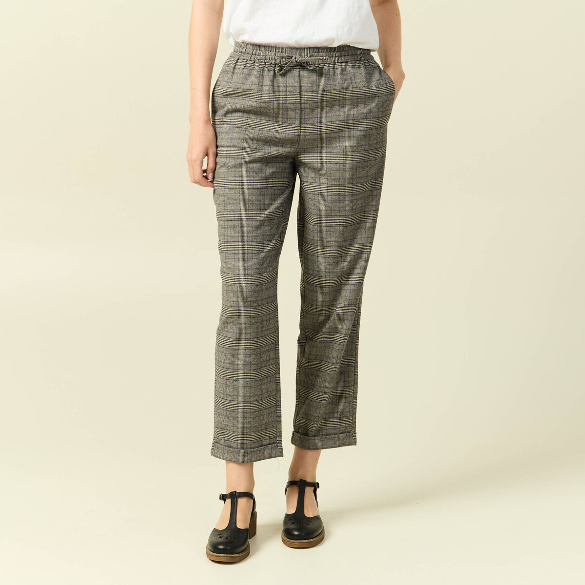 Pantalon taille haute fluide noir femme
