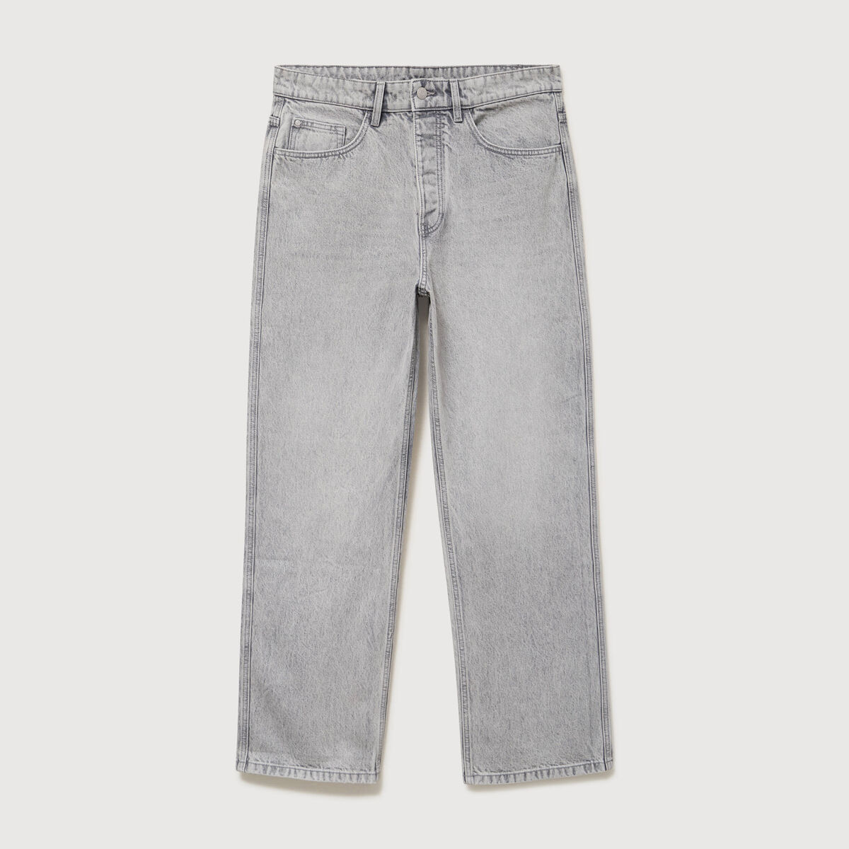 Jeans loose longueur 34 en coton denim gris clair homme