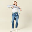 Jeans mom ceinture foulard denim stone femme