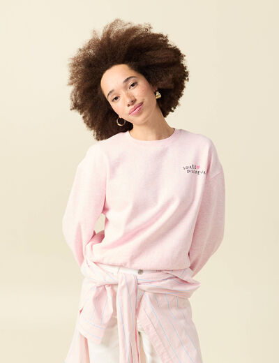 Sweat Atelier Beguin x Bonobo rose poudr&eacute;e femme